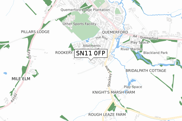 SN11 0FP map - small scale - OS Open Zoomstack (Ordnance Survey)