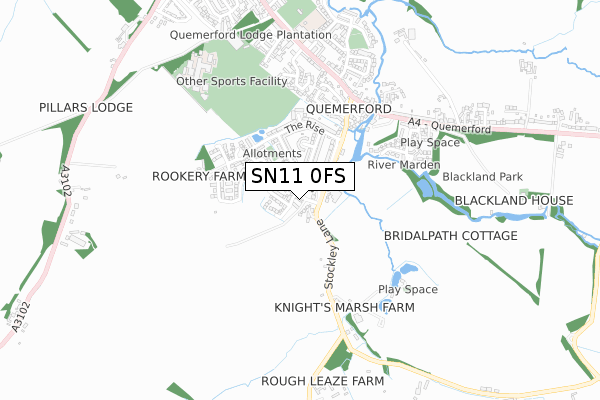 SN11 0FS map - small scale - OS Open Zoomstack (Ordnance Survey)