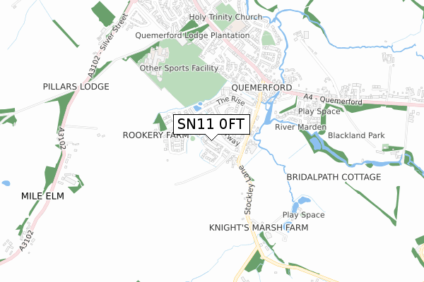 SN11 0FT map - small scale - OS Open Zoomstack (Ordnance Survey)