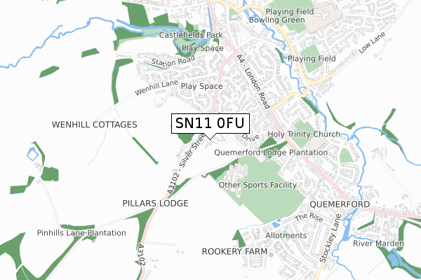 SN11 0FU map - small scale - OS Open Zoomstack (Ordnance Survey)