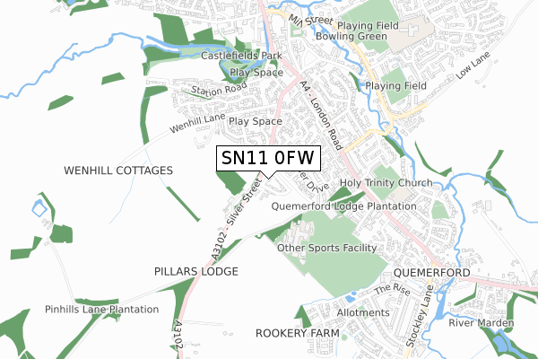 SN11 0FW map - small scale - OS Open Zoomstack (Ordnance Survey)