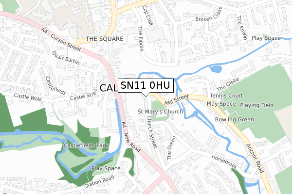 SN11 0HU map - large scale - OS Open Zoomstack (Ordnance Survey)