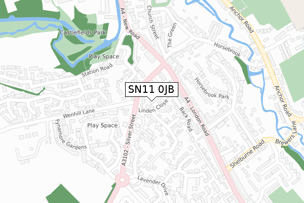 SN11 0JB map - large scale - OS Open Zoomstack (Ordnance Survey)