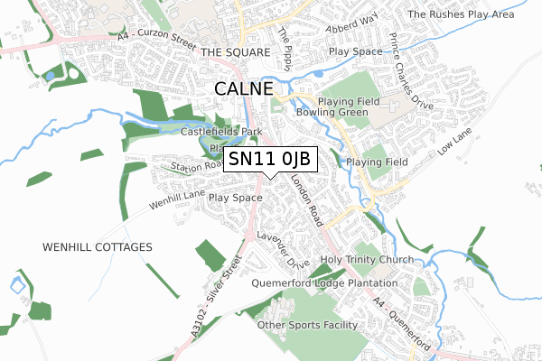 SN11 0JB map - small scale - OS Open Zoomstack (Ordnance Survey)