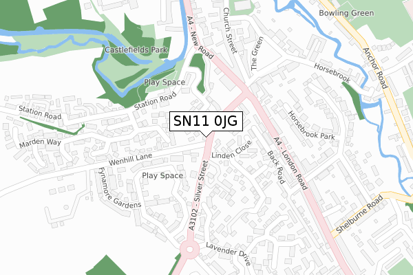 SN11 0JG map - large scale - OS Open Zoomstack (Ordnance Survey)