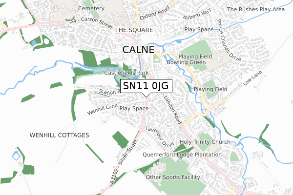 SN11 0JG map - small scale - OS Open Zoomstack (Ordnance Survey)