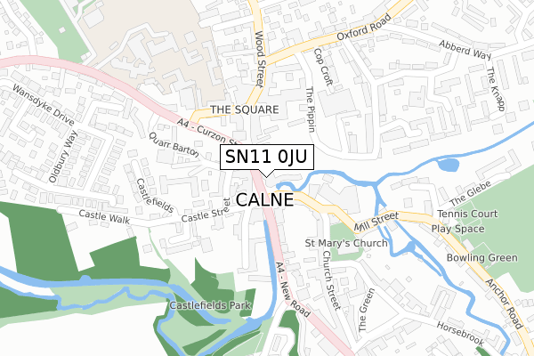 SN11 0JU map - large scale - OS Open Zoomstack (Ordnance Survey)