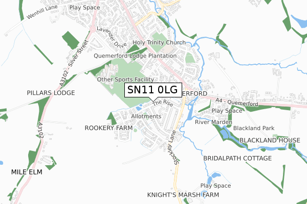 SN11 0LG map - small scale - OS Open Zoomstack (Ordnance Survey)