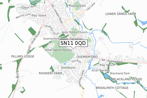 SN11 0QD map - small scale - OS Open Zoomstack (Ordnance Survey)