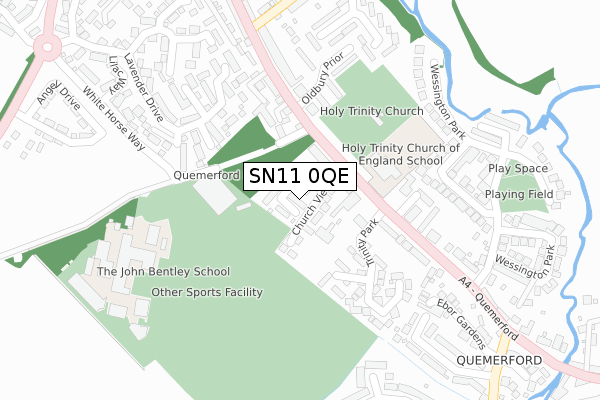 SN11 0QE map - large scale - OS Open Zoomstack (Ordnance Survey)
