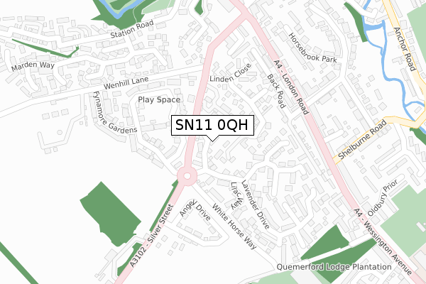 SN11 0QH map - large scale - OS Open Zoomstack (Ordnance Survey)