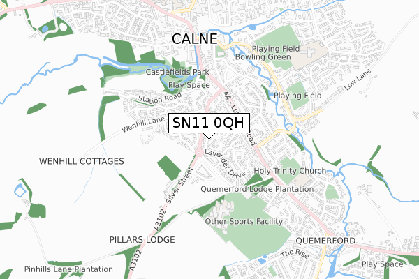 SN11 0QH map - small scale - OS Open Zoomstack (Ordnance Survey)