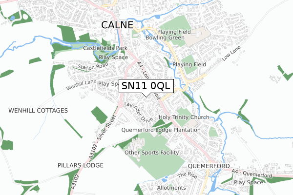 SN11 0QL map - small scale - OS Open Zoomstack (Ordnance Survey)