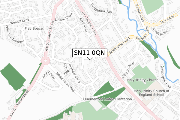 SN11 0QN map - large scale - OS Open Zoomstack (Ordnance Survey)
