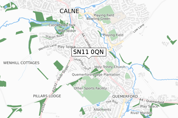 SN11 0QN map - small scale - OS Open Zoomstack (Ordnance Survey)