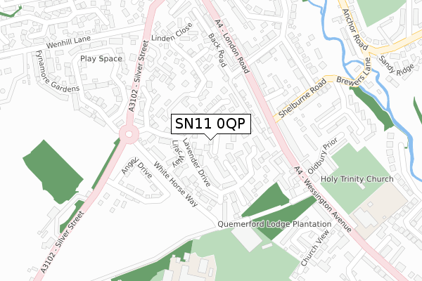 SN11 0QP map - large scale - OS Open Zoomstack (Ordnance Survey)