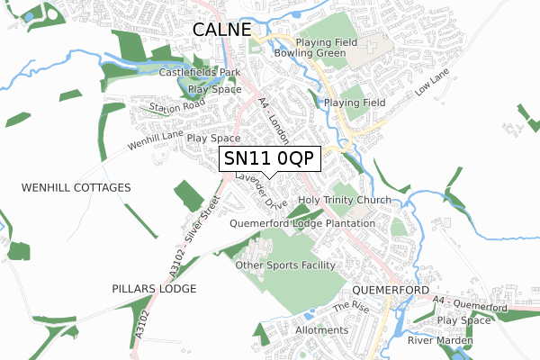 SN11 0QP map - small scale - OS Open Zoomstack (Ordnance Survey)