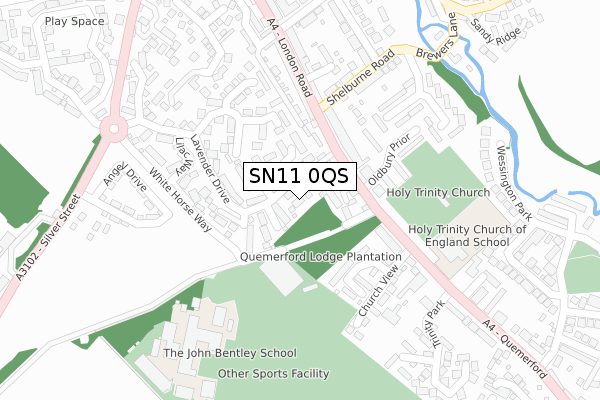 SN11 0QS map - large scale - OS Open Zoomstack (Ordnance Survey)