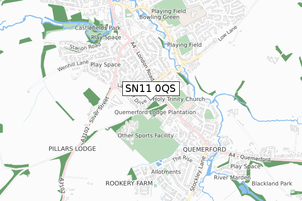 SN11 0QS map - small scale - OS Open Zoomstack (Ordnance Survey)