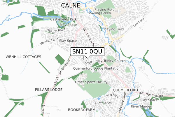 SN11 0QU map - small scale - OS Open Zoomstack (Ordnance Survey)