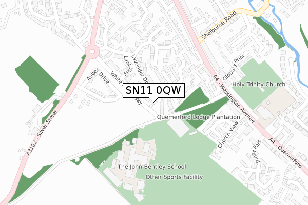 SN11 0QW map - large scale - OS Open Zoomstack (Ordnance Survey)