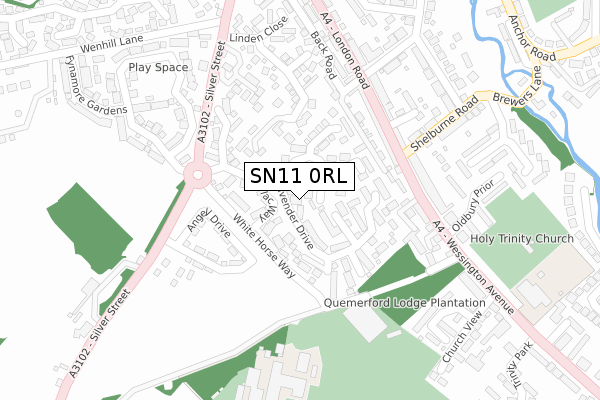SN11 0RL map - large scale - OS Open Zoomstack (Ordnance Survey)
