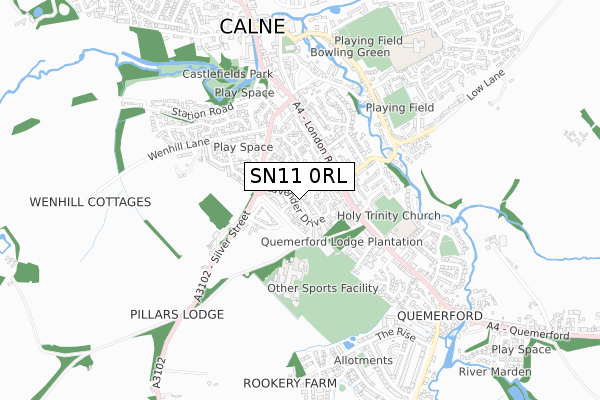 SN11 0RL map - small scale - OS Open Zoomstack (Ordnance Survey)