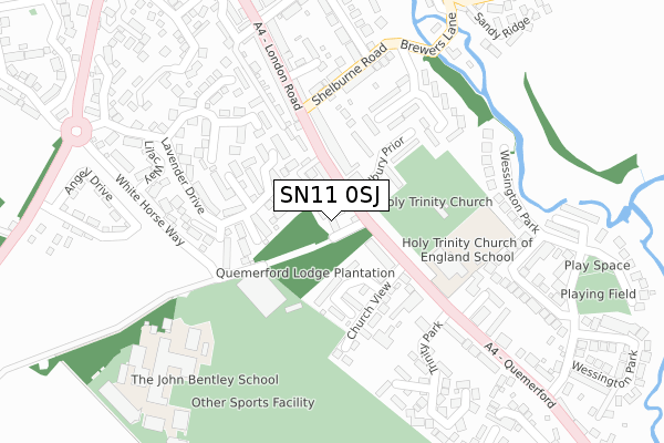 SN11 0SJ map - large scale - OS Open Zoomstack (Ordnance Survey)