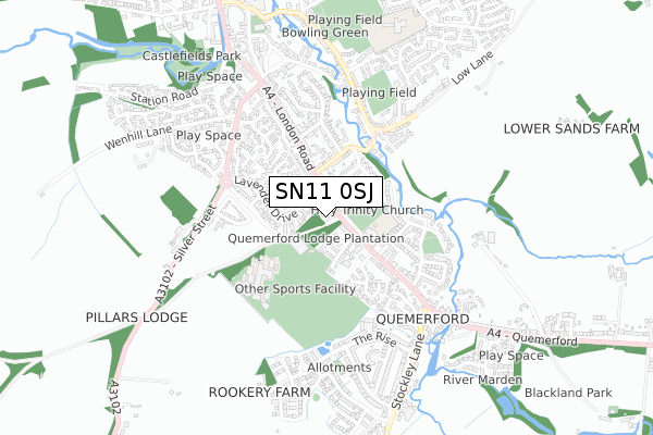 SN11 0SJ map - small scale - OS Open Zoomstack (Ordnance Survey)