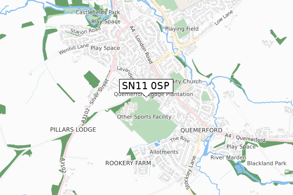 SN11 0SP map - small scale - OS Open Zoomstack (Ordnance Survey)
