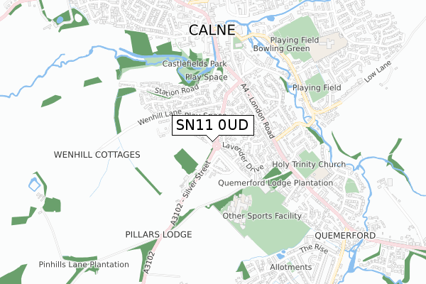 SN11 0UD map - small scale - OS Open Zoomstack (Ordnance Survey)