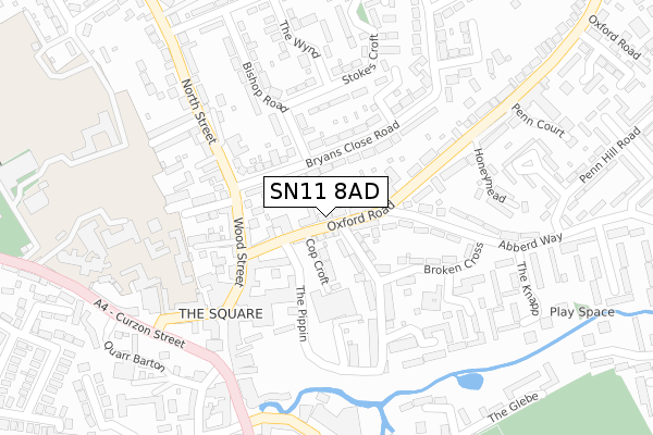 SN11 8AD map - large scale - OS Open Zoomstack (Ordnance Survey)