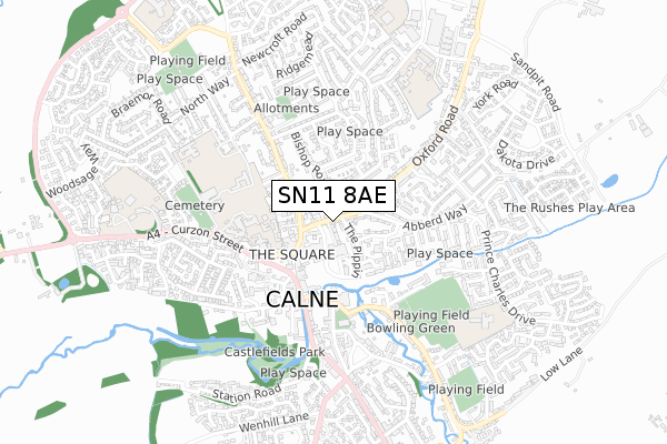 SN11 8AE map - small scale - OS Open Zoomstack (Ordnance Survey)