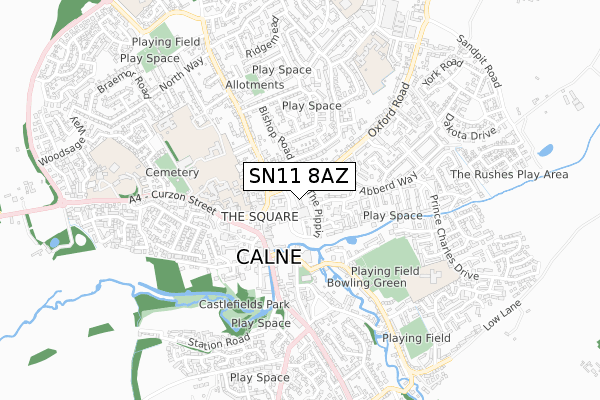 SN11 8AZ map - small scale - OS Open Zoomstack (Ordnance Survey)