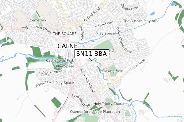 SN11 8BA map - small scale - OS Open Zoomstack (Ordnance Survey)