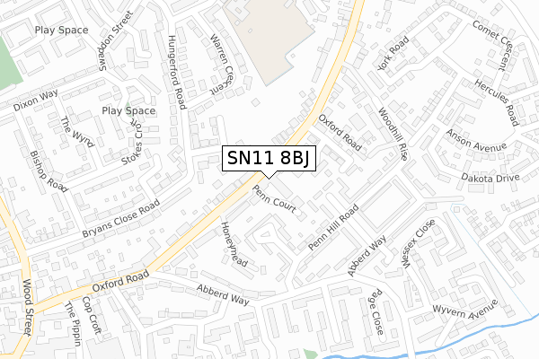 SN11 8BJ map - large scale - OS Open Zoomstack (Ordnance Survey)
