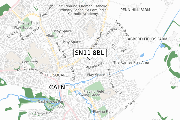 SN11 8BL map - small scale - OS Open Zoomstack (Ordnance Survey)