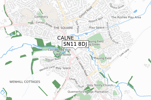 SN11 8DJ map - small scale - OS Open Zoomstack (Ordnance Survey)