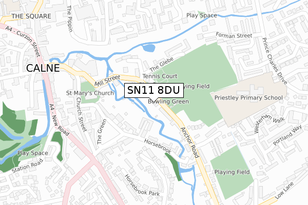 SN11 8DU map - large scale - OS Open Zoomstack (Ordnance Survey)