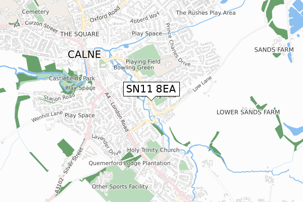 SN11 8EA map - small scale - OS Open Zoomstack (Ordnance Survey)