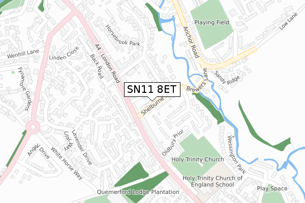 SN11 8ET map - large scale - OS Open Zoomstack (Ordnance Survey)
