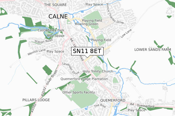 SN11 8ET map - small scale - OS Open Zoomstack (Ordnance Survey)