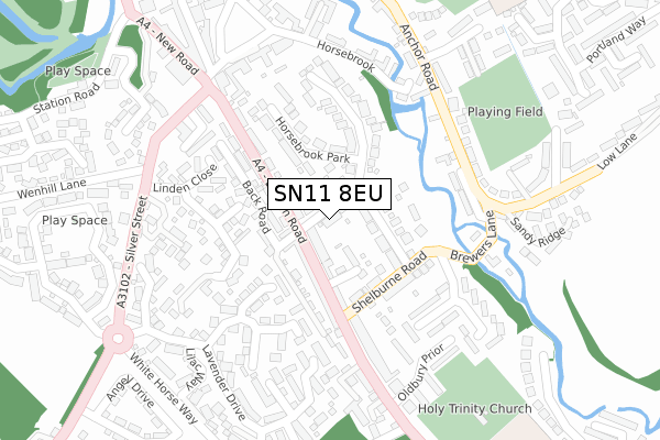 SN11 8EU map - large scale - OS Open Zoomstack (Ordnance Survey)