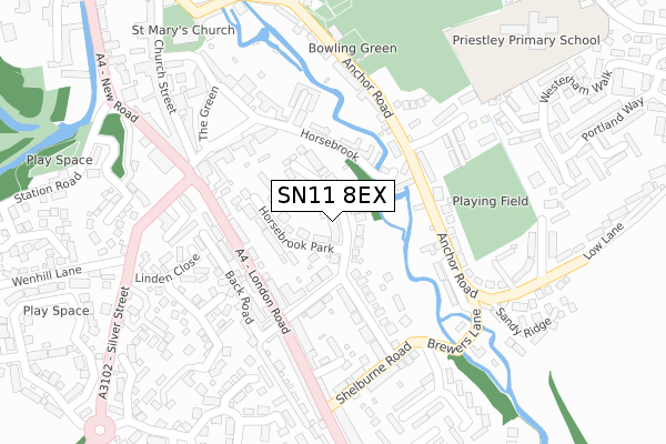 SN11 8EX map - large scale - OS Open Zoomstack (Ordnance Survey)