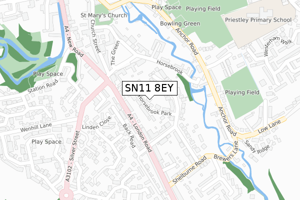 SN11 8EY map - large scale - OS Open Zoomstack (Ordnance Survey)
