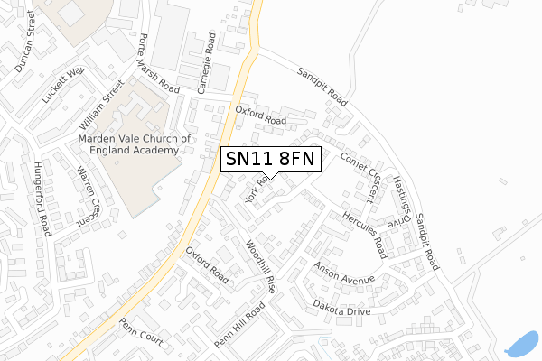 SN11 8FN map - large scale - OS Open Zoomstack (Ordnance Survey)