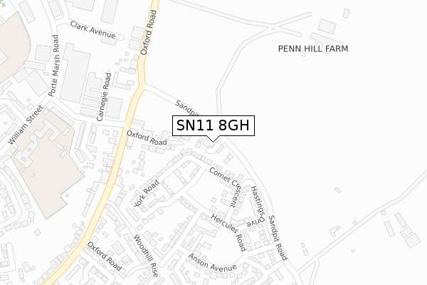 SN11 8GH map - large scale - OS Open Zoomstack (Ordnance Survey)