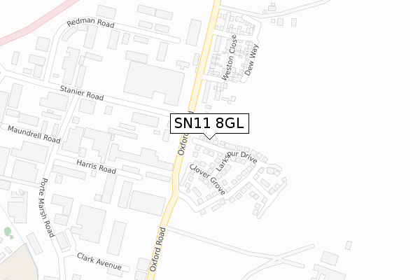 SN11 8GL map - large scale - OS Open Zoomstack (Ordnance Survey)