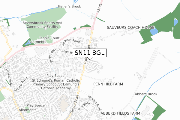 SN11 8GL map - small scale - OS Open Zoomstack (Ordnance Survey)