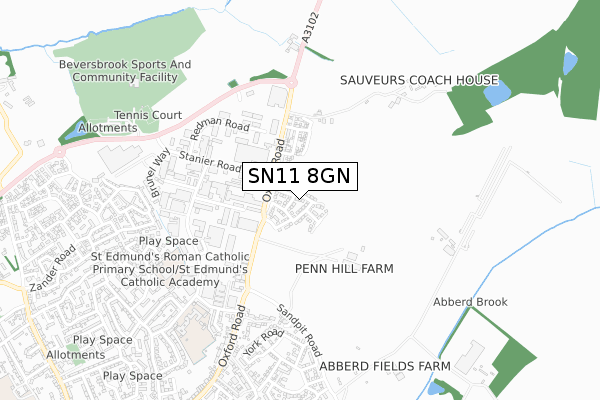 SN11 8GN map - small scale - OS Open Zoomstack (Ordnance Survey)